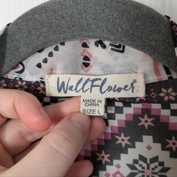 Wallflower Sheer Geometric Floral Print Bohemian Open Front‎ Kimono Top Size L - Picture 2 of 6